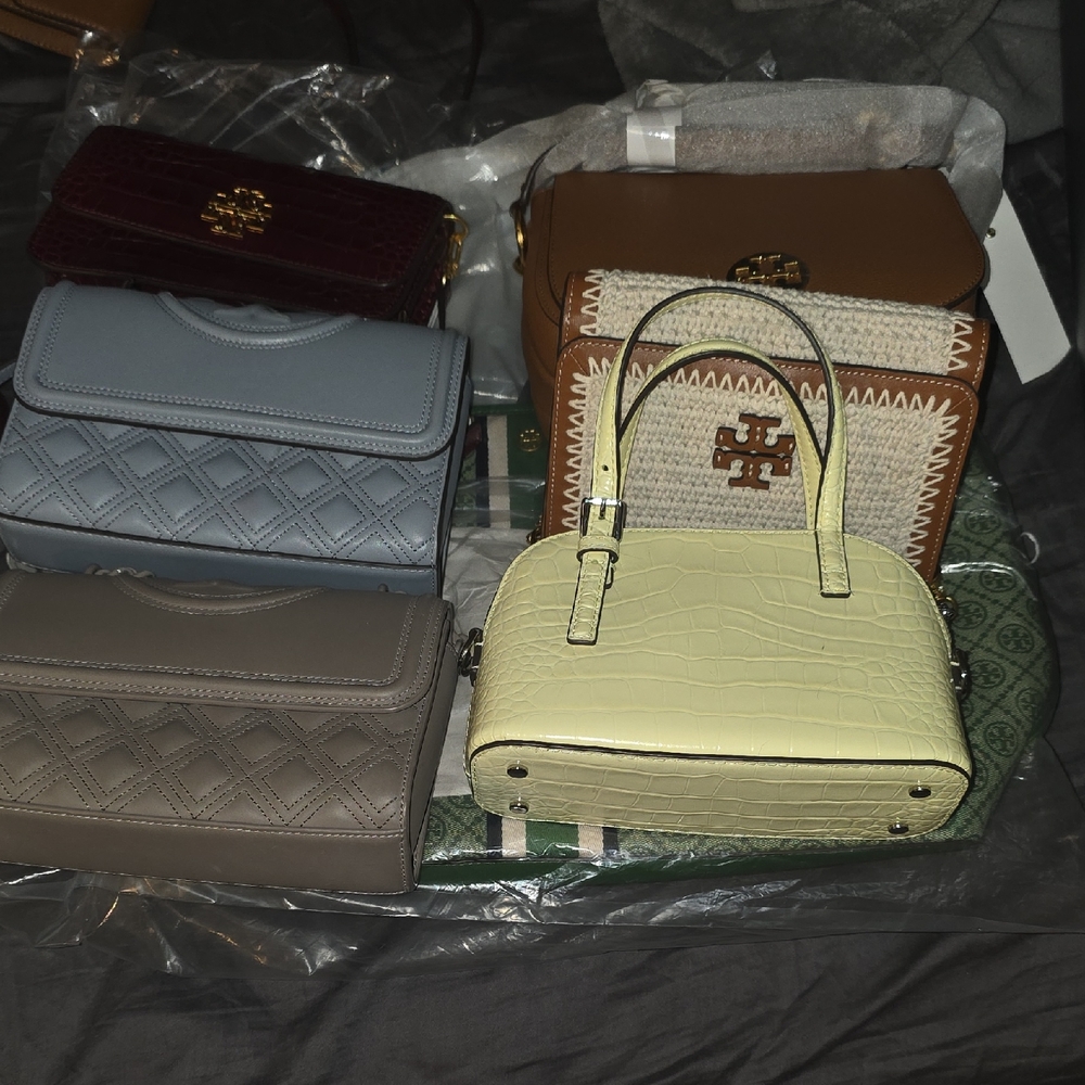 Tory Burch Cream Crocodile-Embossed Shoulder Bag